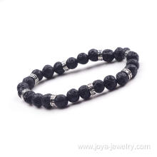 2016 Unique Design Men's 8mm Lava Stone Zinc Alloy Bead Bracelet